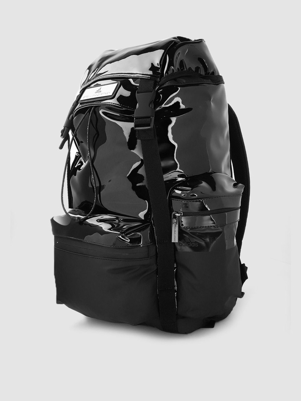 Stella McCartney By Adidas Black Shiny Patent Leather Backpack